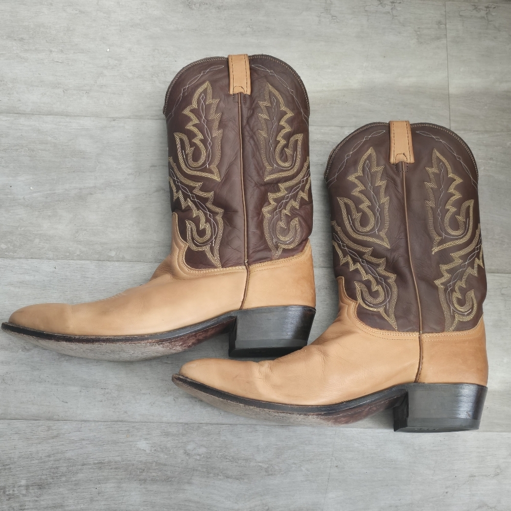 DAN POST Soft Leather Cowboy Boots Tan Men's 13 - Picture 11 of 13
